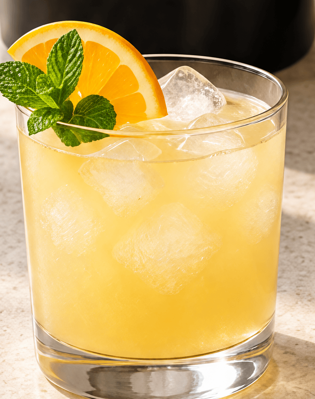 Finished citrus drink beside Bartifier