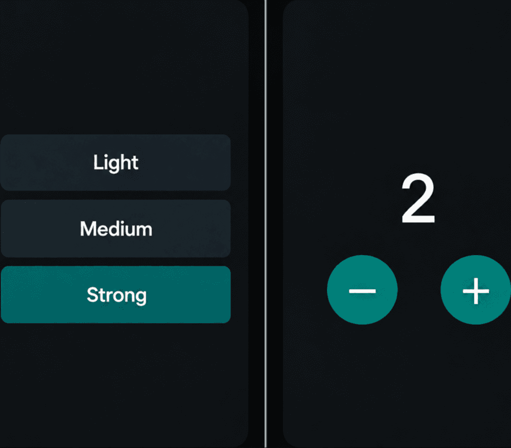 Bartifier app controls for strength and number of glasses