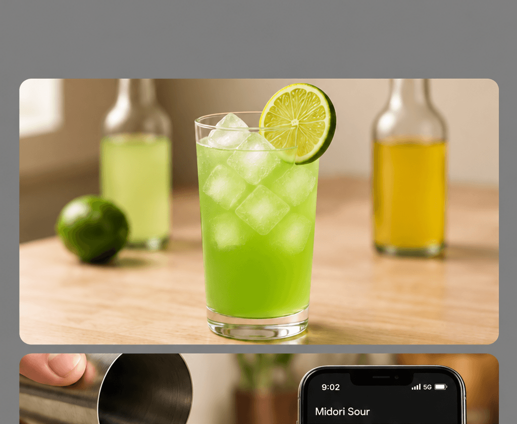 A finished green cocktail