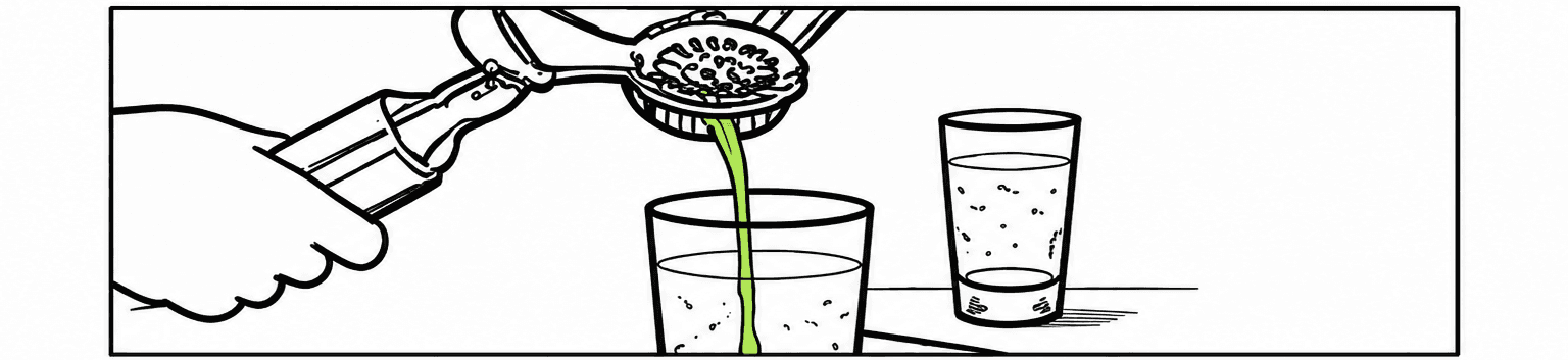 A finished drink being strained and poured