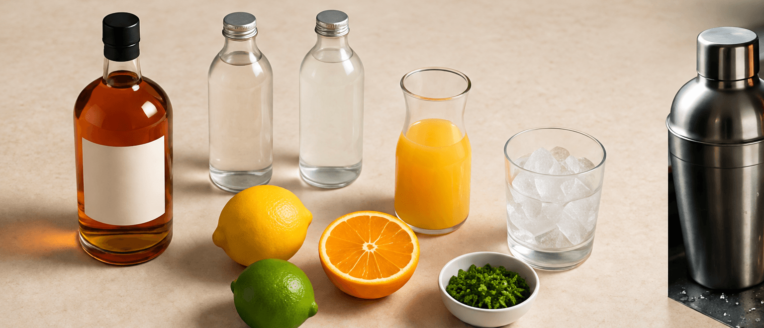Cocktail ingredients arranged beside Bartifier