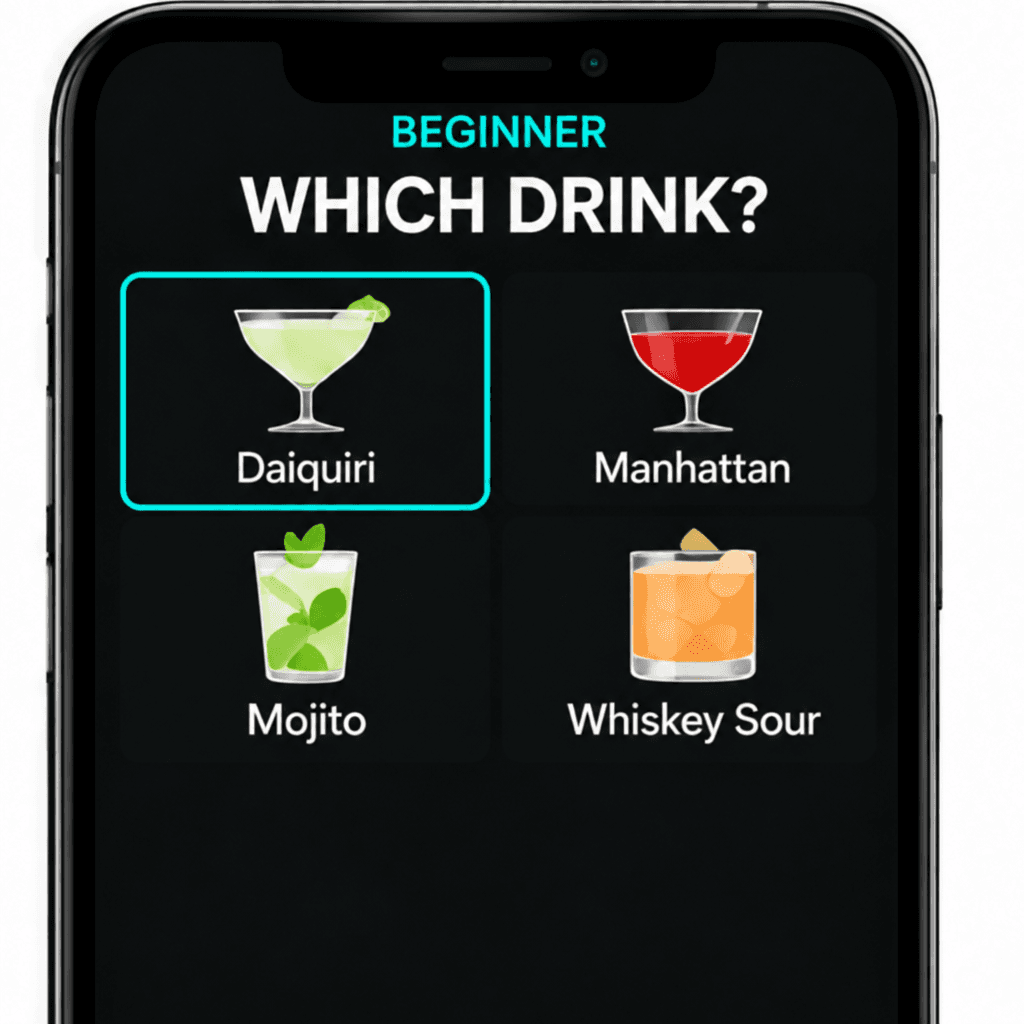 Bartifier app drink-selection screen