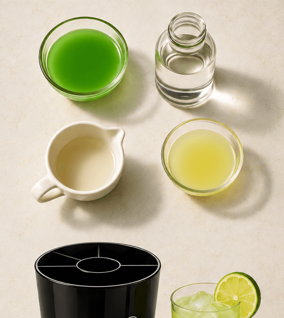 Bartifier with ingredients and a finished green drink