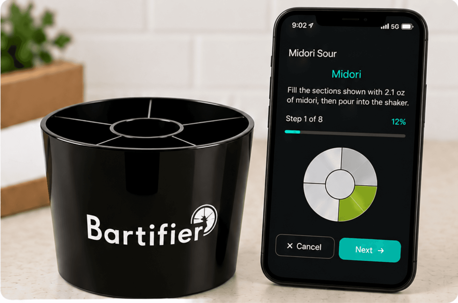 Bartifier device beside a visual app instruction
