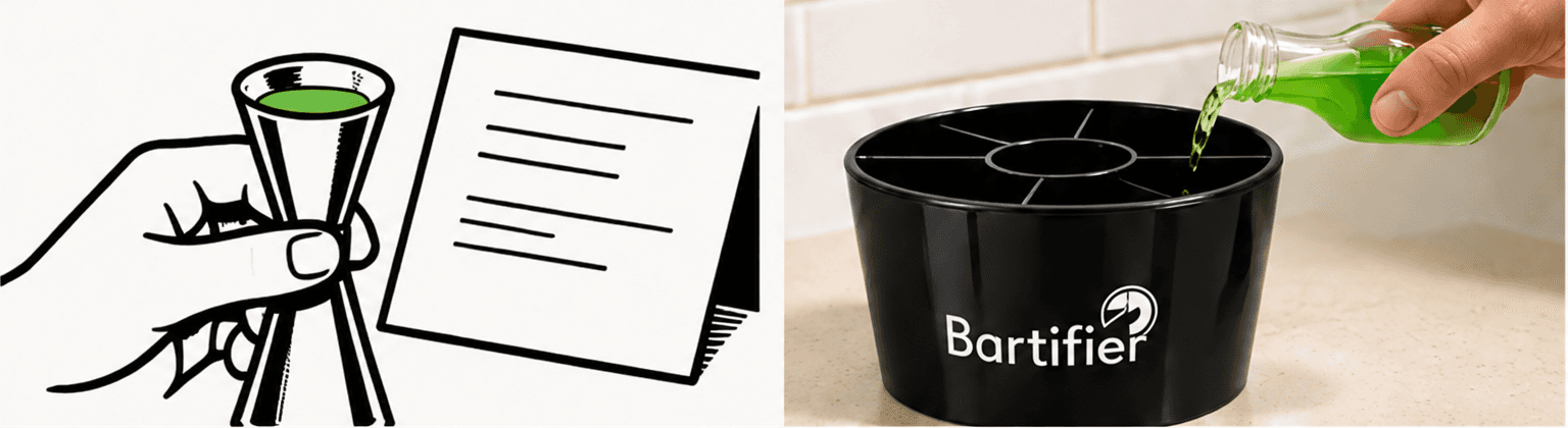A measuring tool compared with filling a Bartifier section