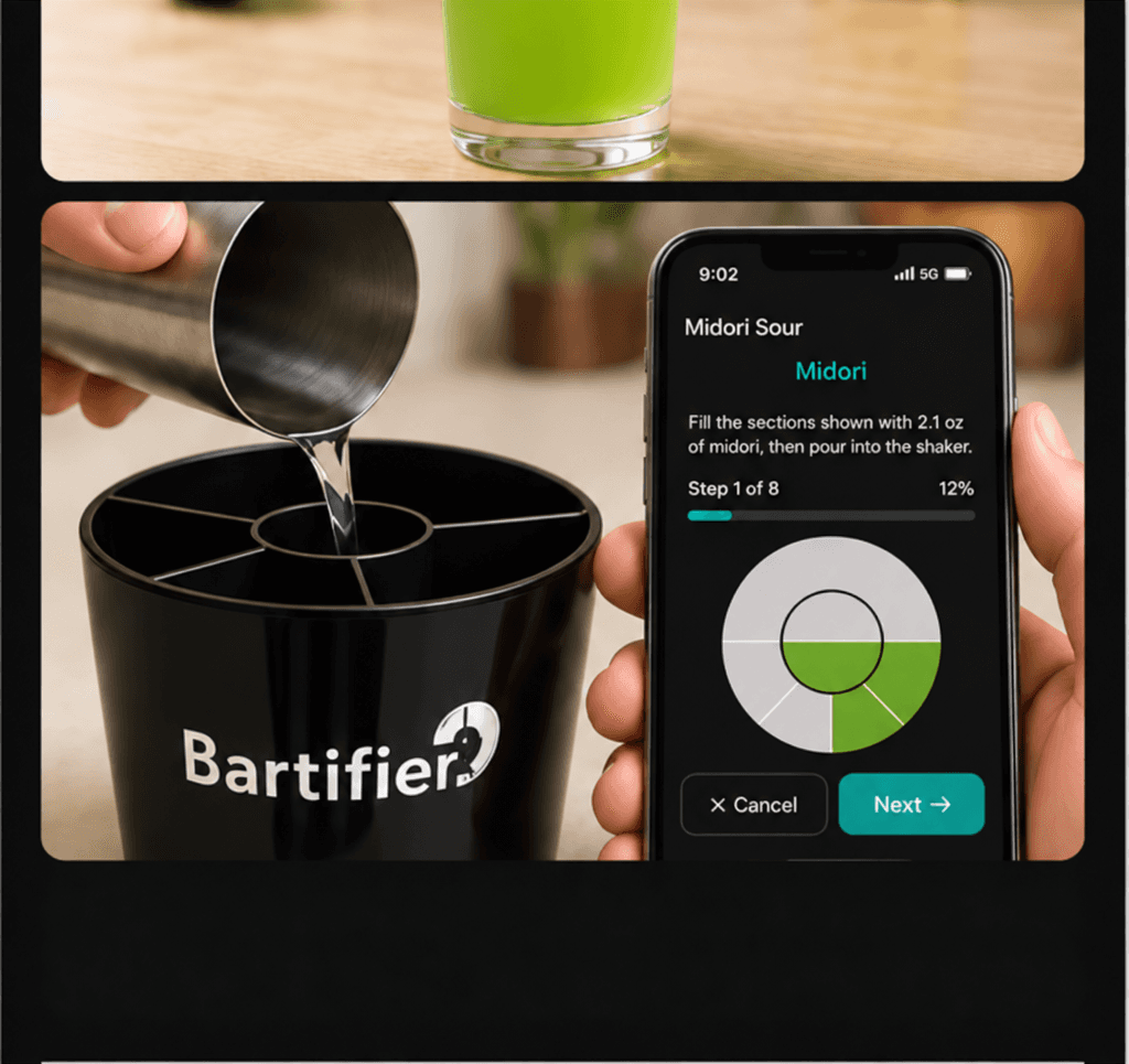 Bartifier beside the app during a guided pour