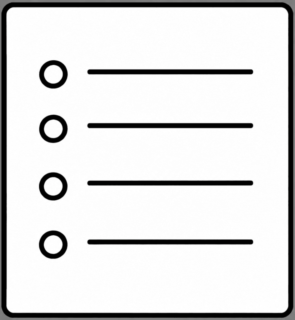 A written recipe checklist