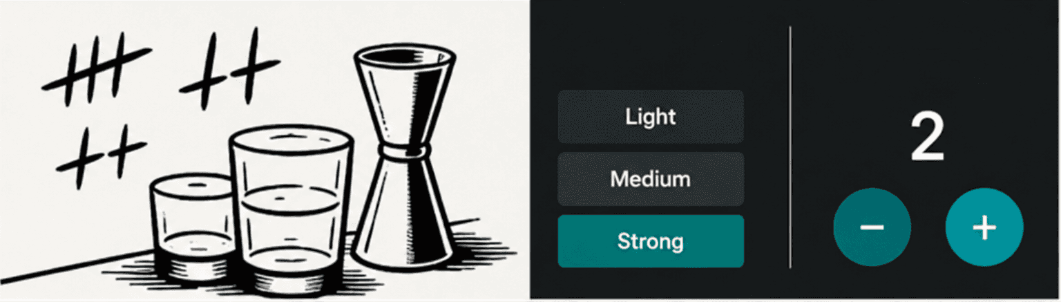 Manual serving calculations compared with Bartifier strength and glass settings