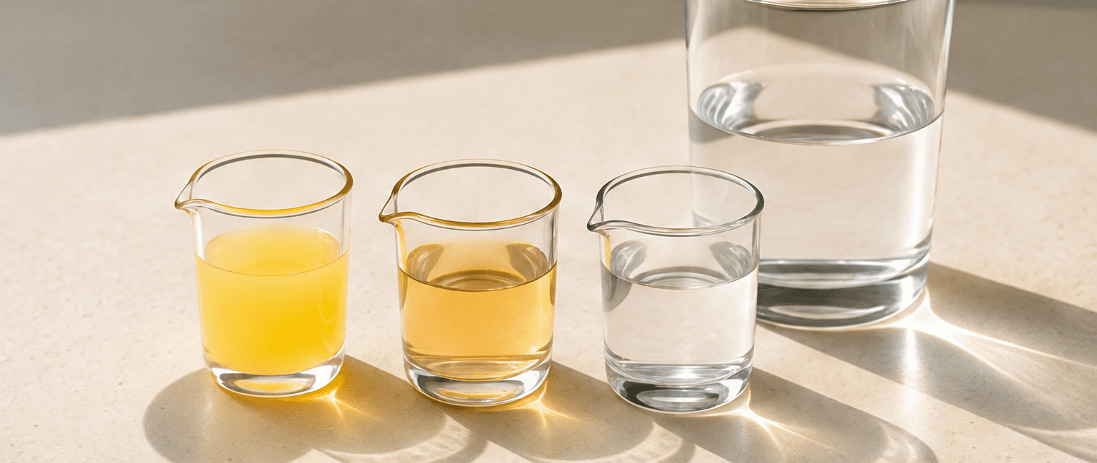 Three small glasses and a larger glass arranged in sunlight