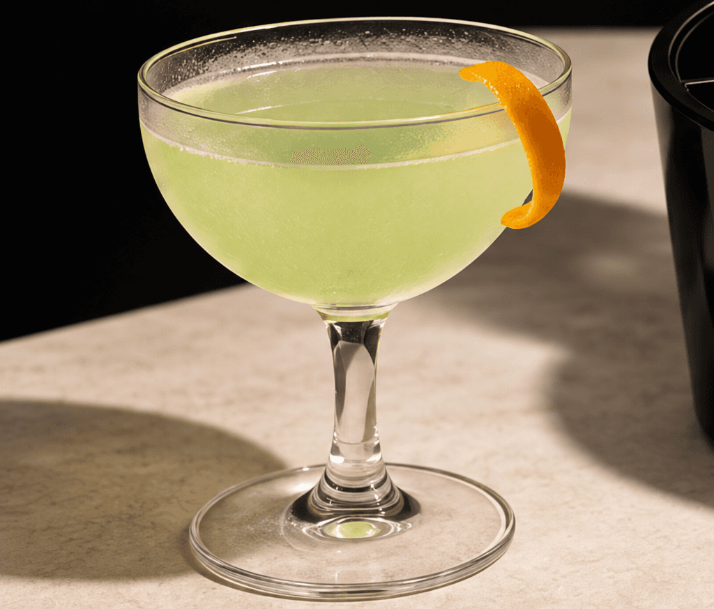 Close view of a measured green pour and the app instruction